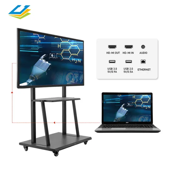 Pizarra interactiva portátil para reuniones, pantalla publicitaria todo en uno, táctil infrarroja múltiple, Android/Windows 4K, 65 pulgadas
