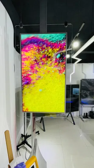 exhibición transparente ultra fina echada a un lado doble del techo de la pantalla de visualización colgante de 43 55in